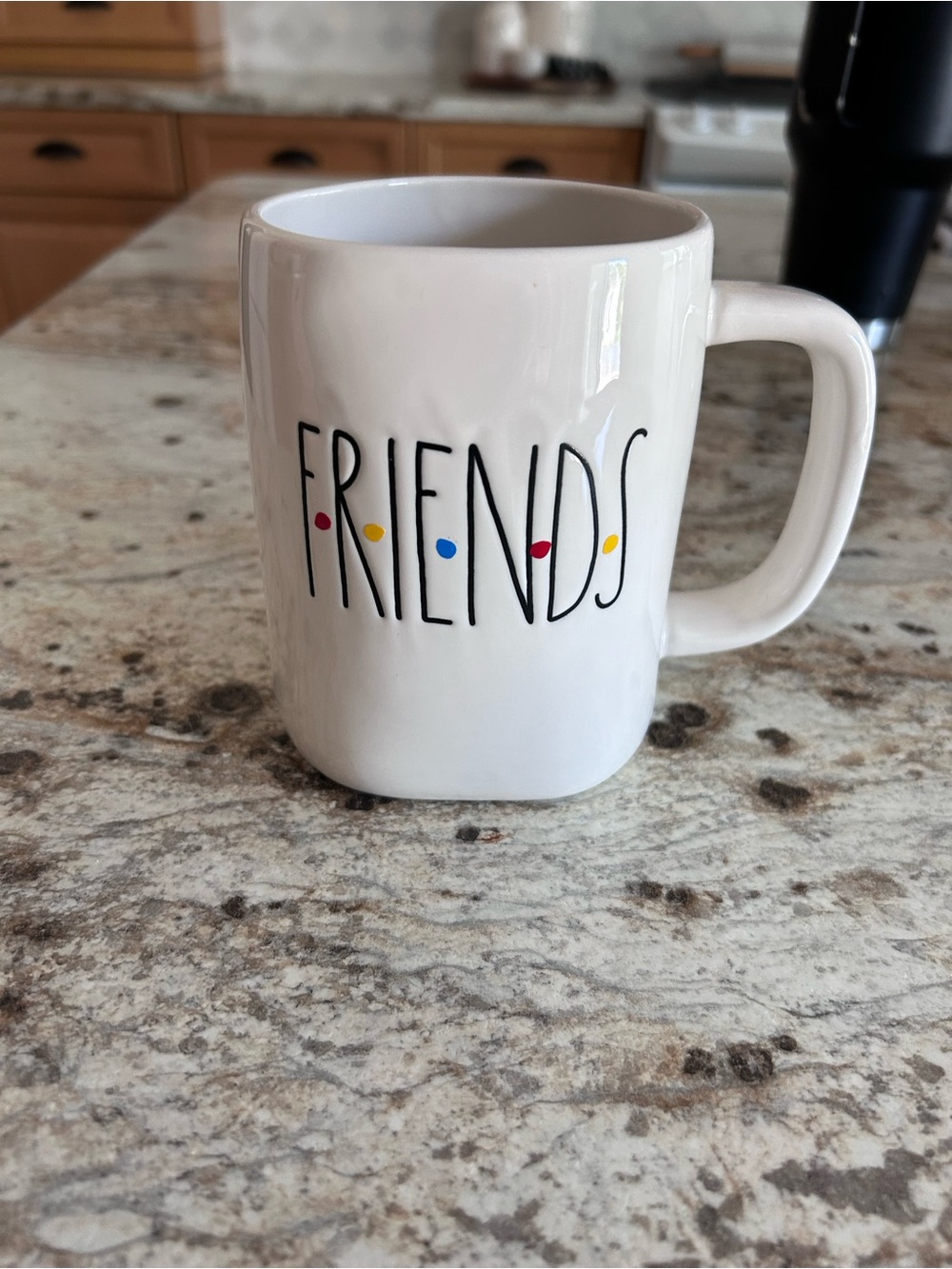 Rae Dunn White 'FRIENDS' Ceramic Mug with Color Dot Accents